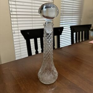 Beautiful Glass Decanter With Topper About 12" Tall